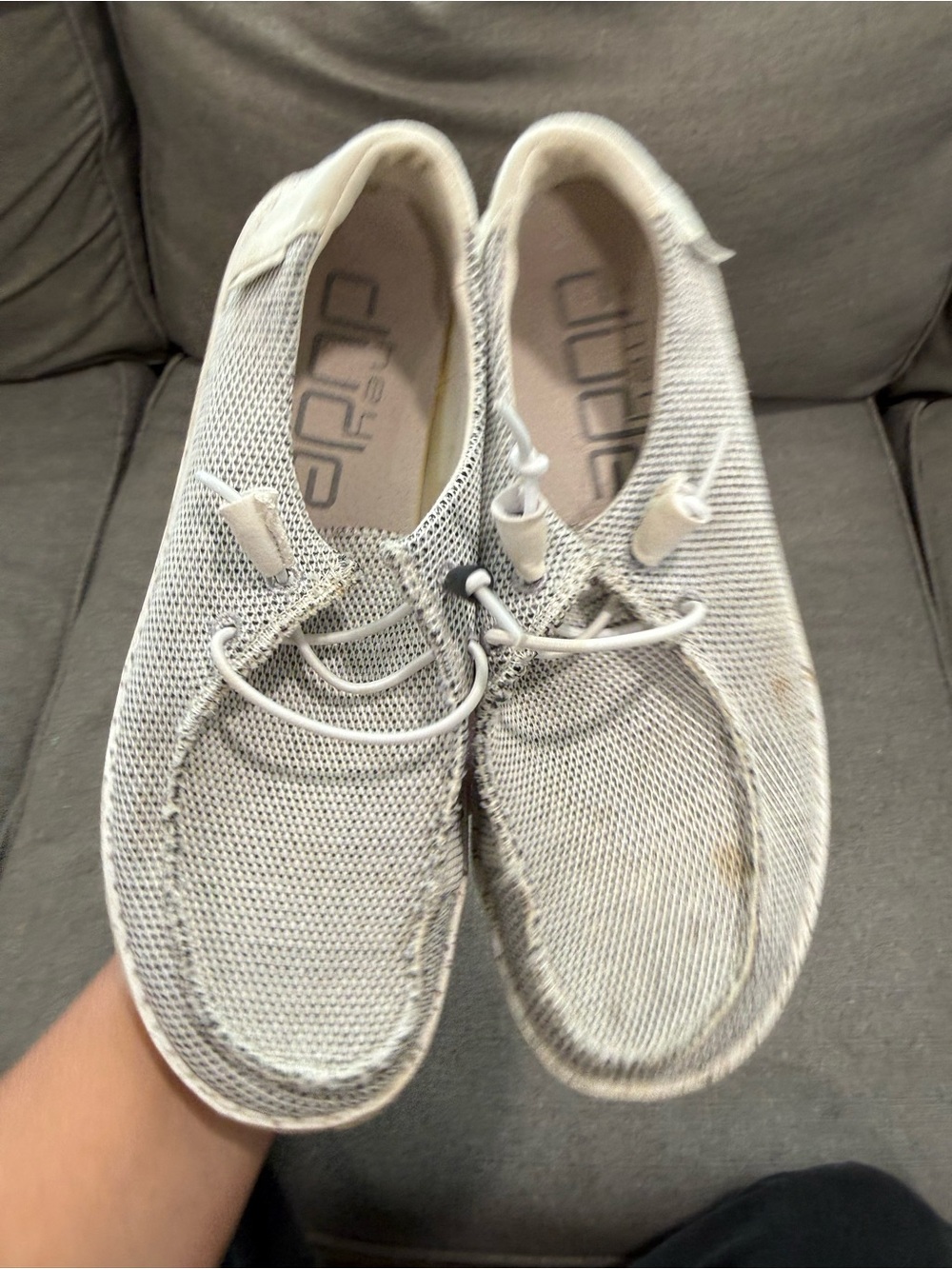 Hey Dude Women’s Wally Knit Slip-On Shoes in Light Gray